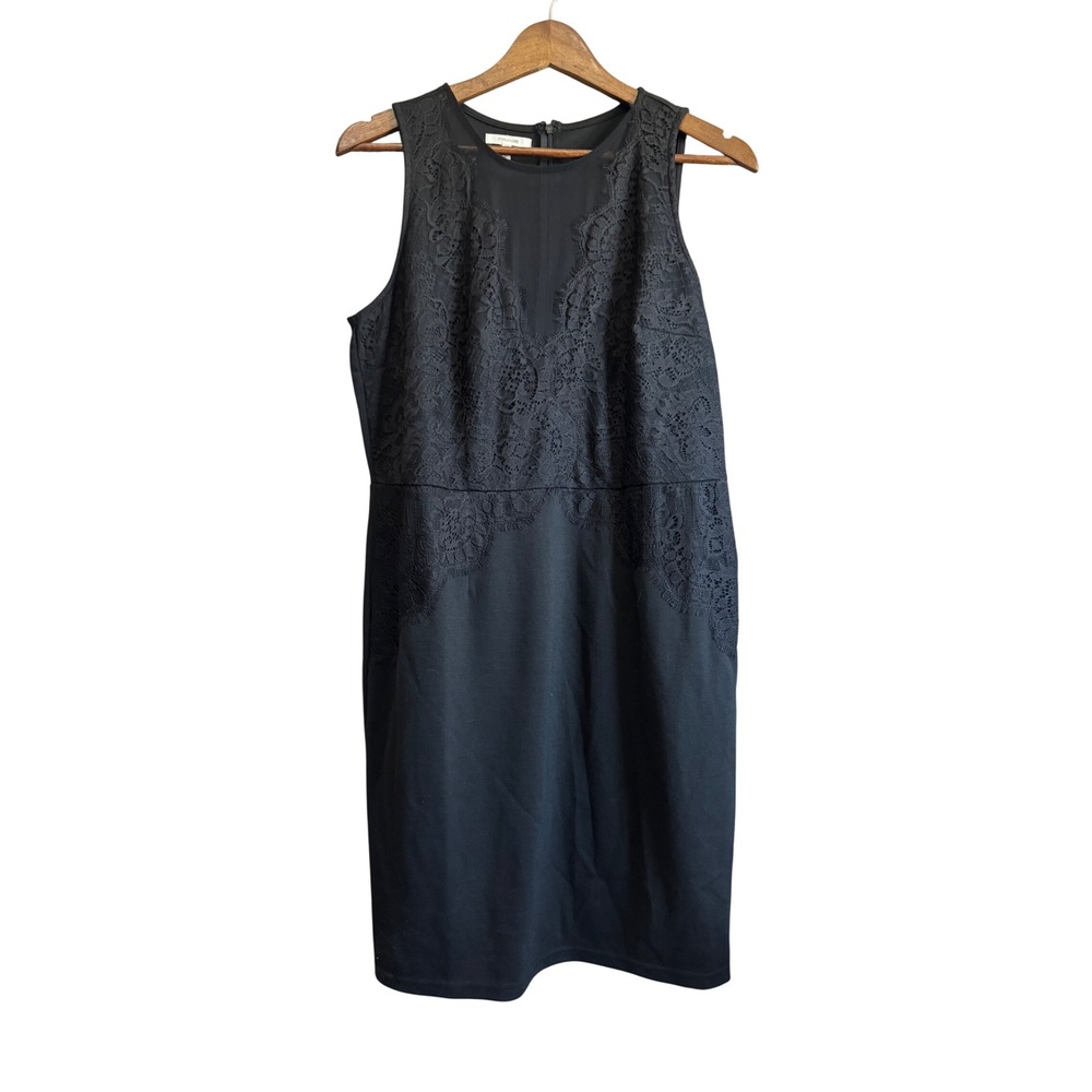 Maurices Lace Overlay Dress Women Large Black Excellent Sleeveless Mesh Sheath‎